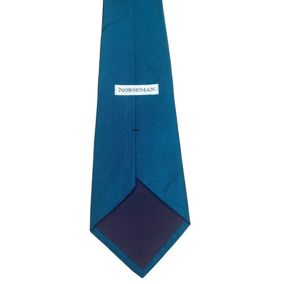 Norseman VTG 100% Silk Woven Tie Solid Jade Viridian Blue USA Made **READ - Picture 5 of 13